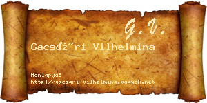 Gacsári Vilhelmina névjegykártya